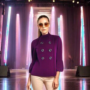 Carolina Herrera Wool Angora Purple Dress Jacket Coat Women’s Size L w/ Dust Bag